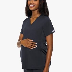 Med Couture Women's Maternity V-Neck Scrub Top pewter grey color